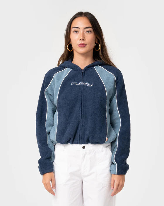 Rusty - Mini Two Tides Zip Through Polar Fleece | Atlantic Blue