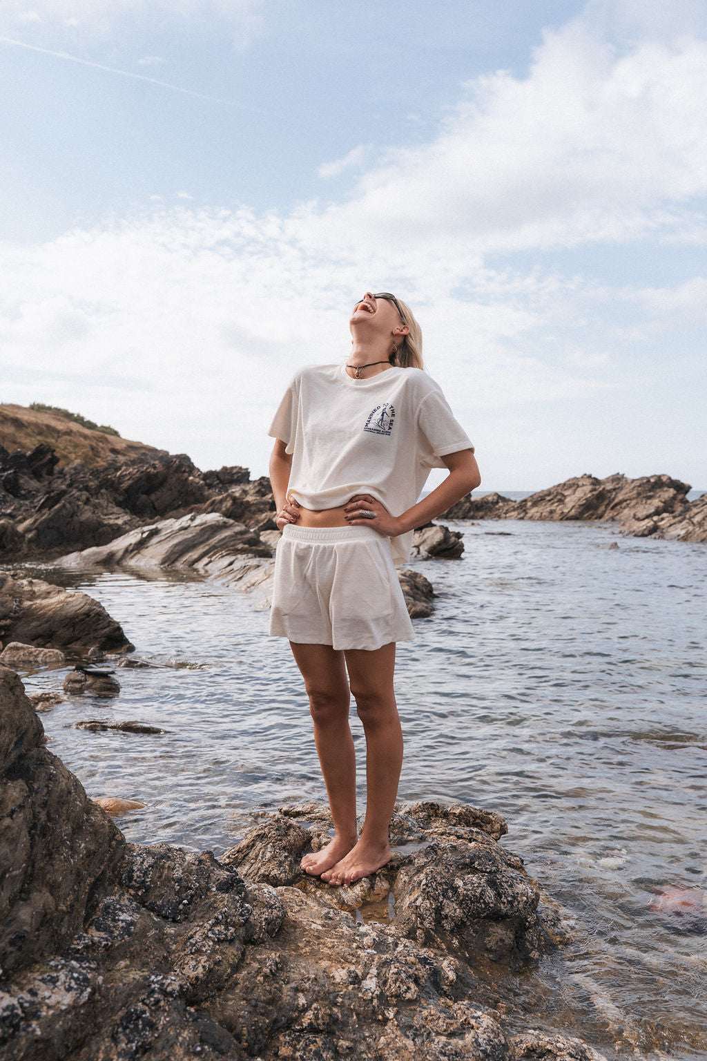 Surfer Girl Terry Towel T-Shirt | Ivory