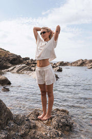 Surfer Girl Terry Towel T-Shirt | Ivory