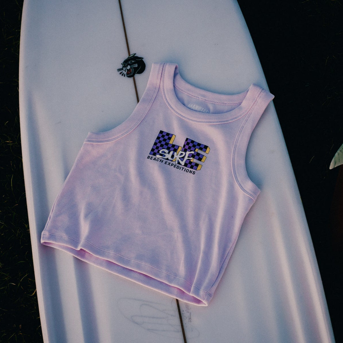 LE TV Checked | Orchid Ribbed Crop Tank