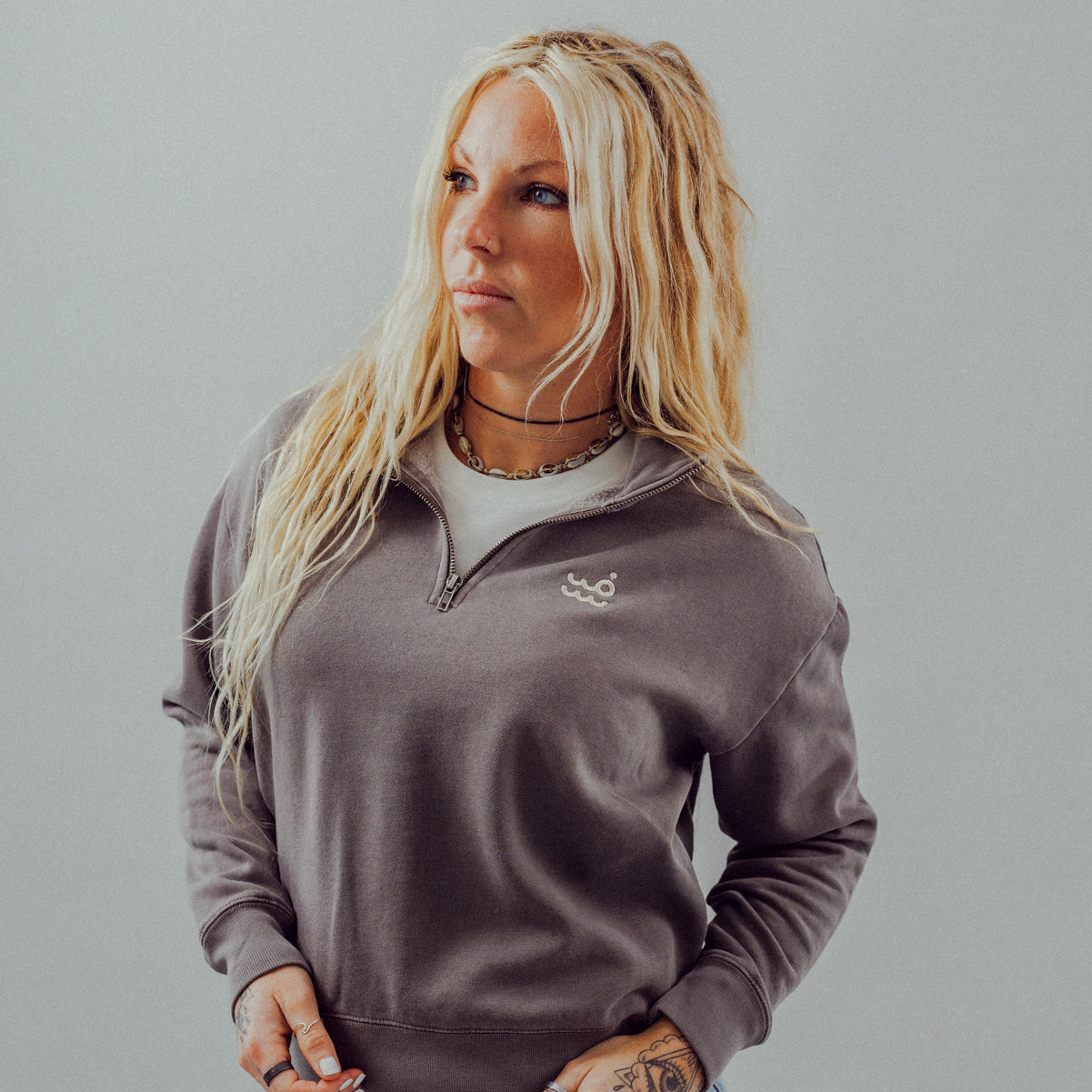 Setty Womens Half Zip Pullover | Faded Grey