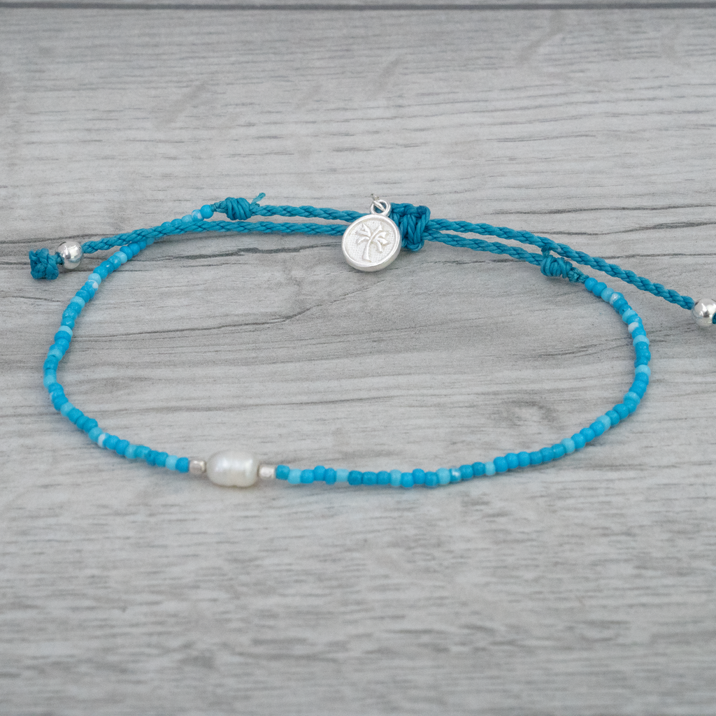 Matira Freshwater Pearl Anklet Blue Married to the Sea Surf Shop Pineapple Island