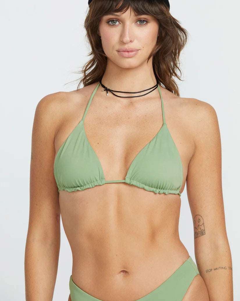 Volcom | Simply Seamless Triangle Bikini Top | Grass Green