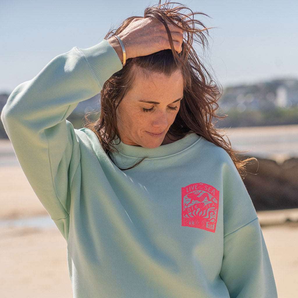 Octopus Oversized Crew | Brook Green - Married to the Sea - married-to-the-sea-shop