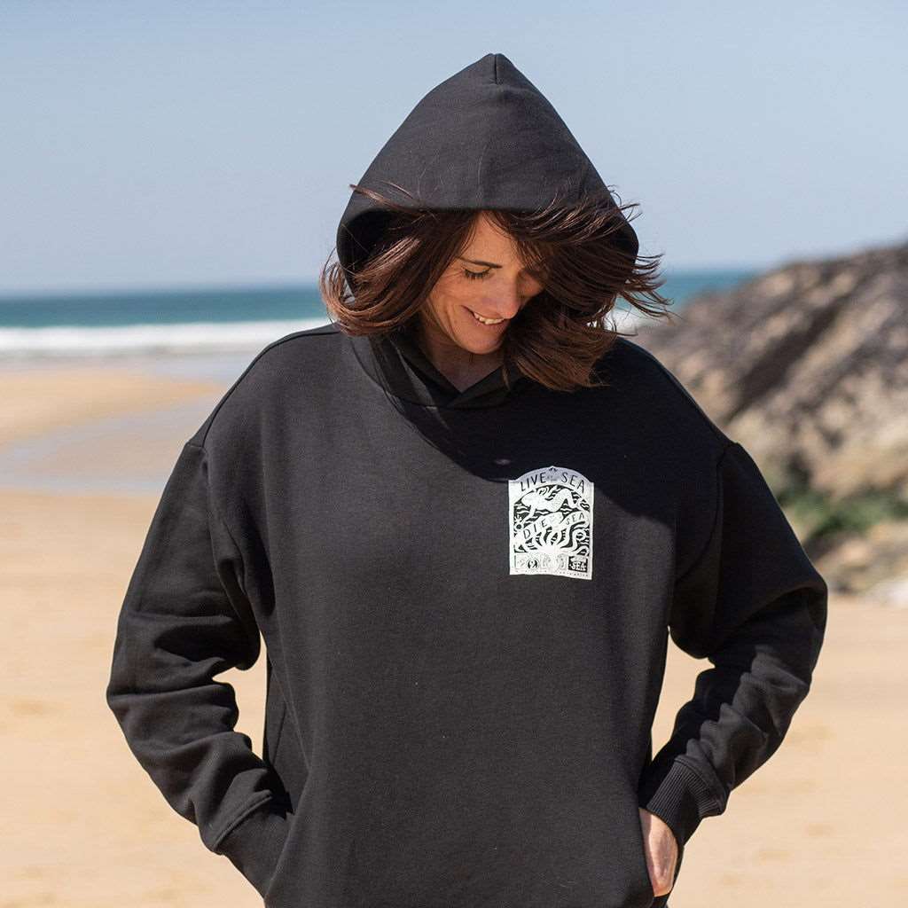 Octopus Oversized Hood Black | Married to the Sea | Newquay | St