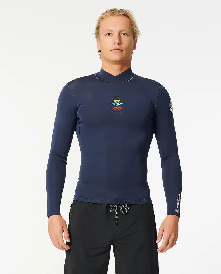 Wetsuit Rip Curl Long Sleeve Rash Vest Rip Curl Waves Mens UPF