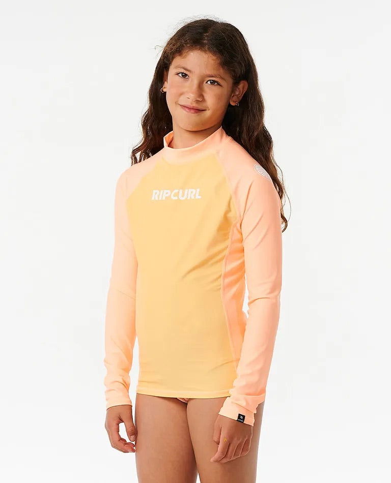 Rip Curl - Girls Classic Surf Long Sleeve Rash Vest | Orange -  - Married to the Sea Surf Shop - 