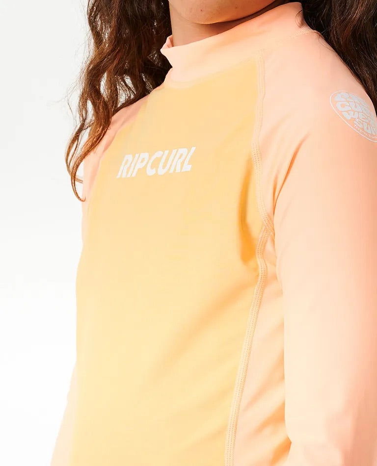 Rip Curl - Girls Classic Surf Long Sleeve Rash Vest | Orange -  - Married to the Sea Surf Shop - 