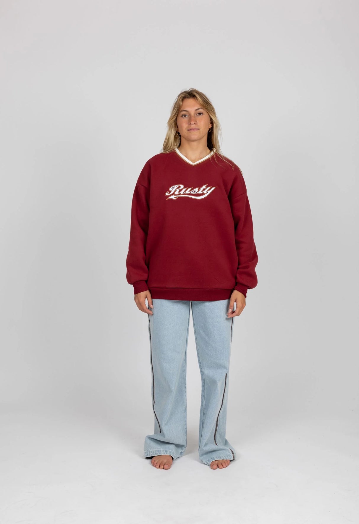 Rusty - Rail Logo Womens V-Neck | Morello