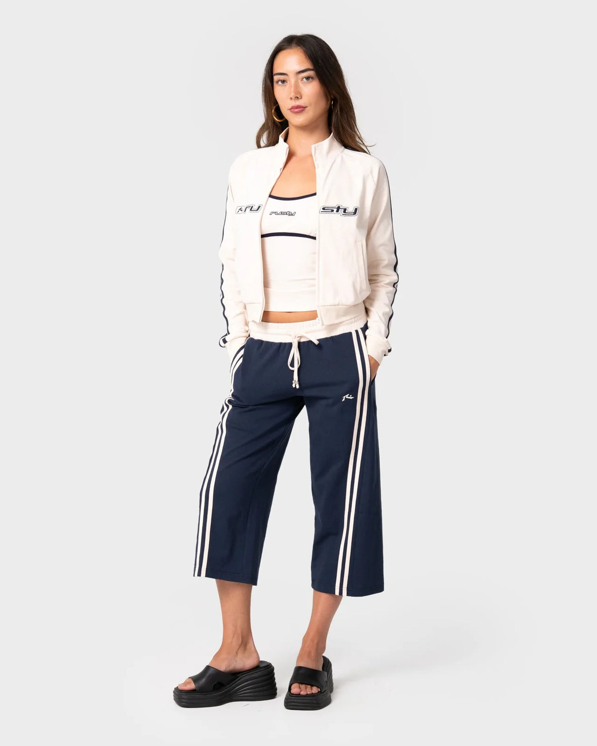 Rusty - Maneater Fitted Zip Through Track Jacket | Egret - Rusty - married-to-the-sea-shop