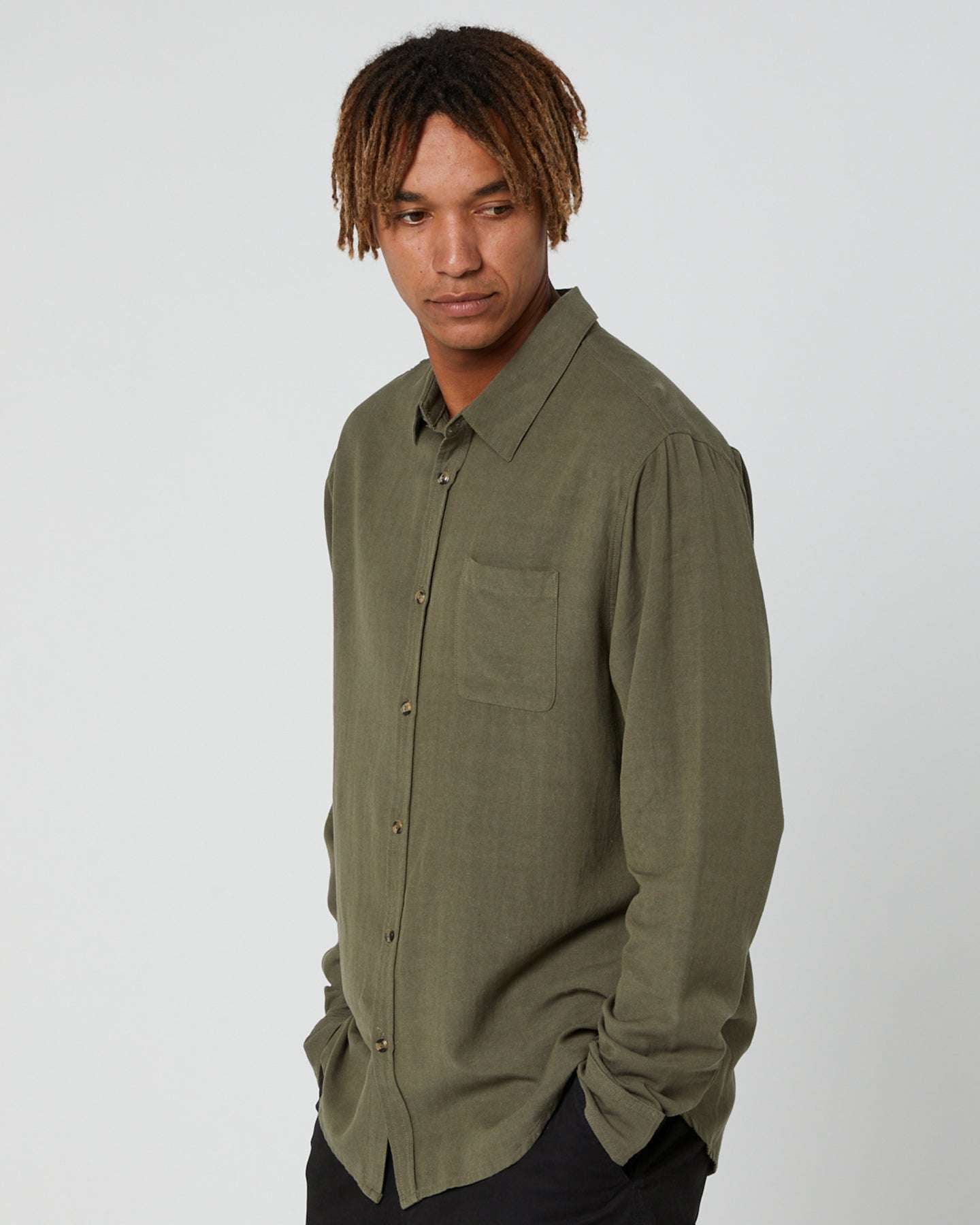 Rusty - Overtone Linen Shirt | Army Green