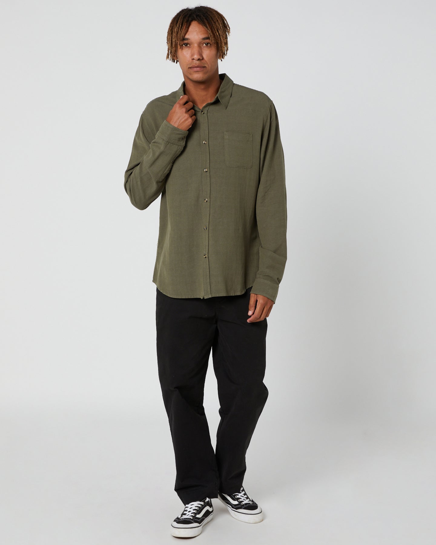 Rusty - Overtone Linen Shirt | Army Green