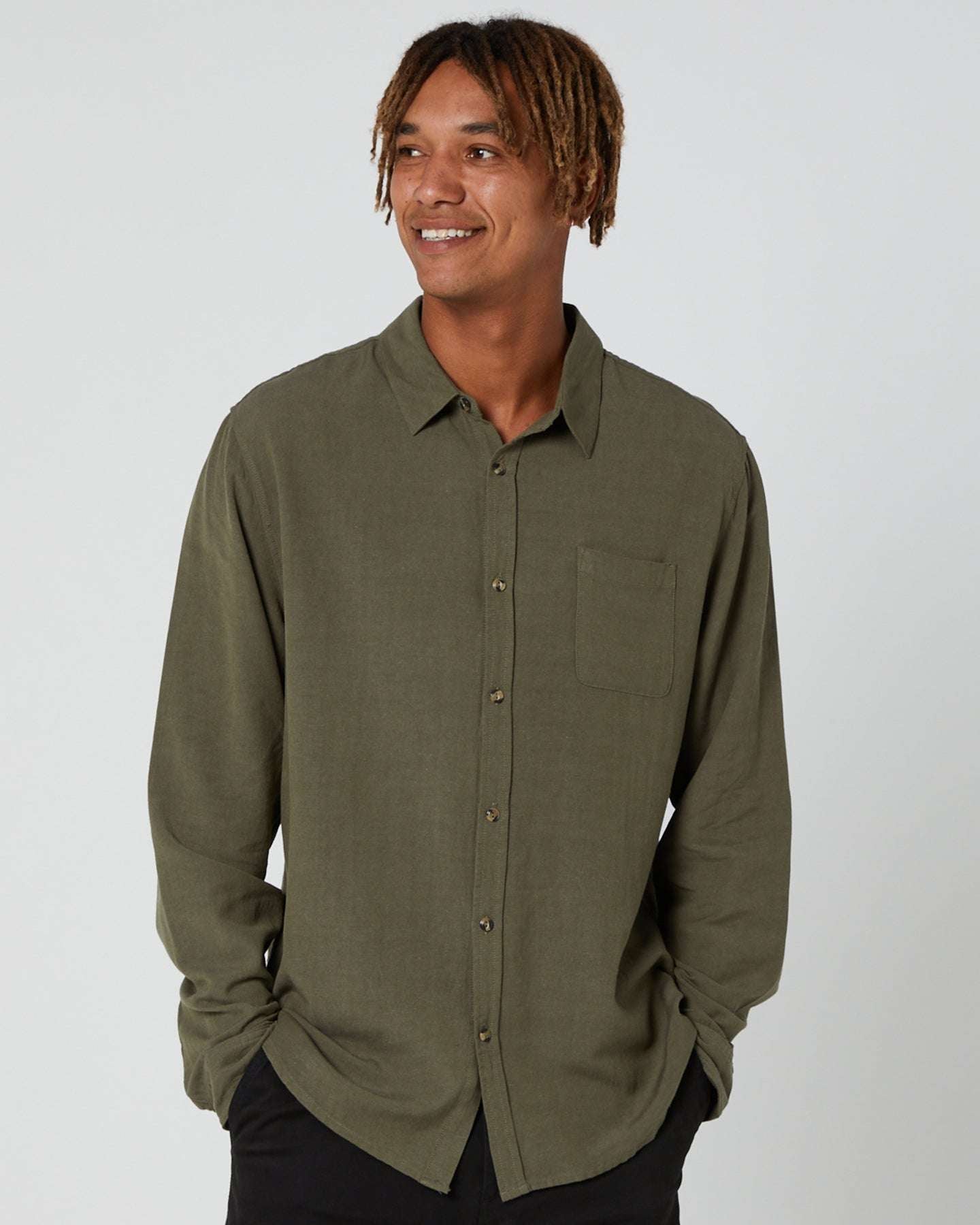Rusty - Overtone Linen Shirt | Army Green