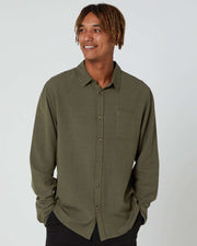 Rusty - Overtone Linen Shirt | Army Green