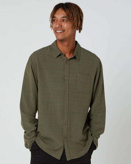 Rusty - Overtone Linen Shirt | Army Green