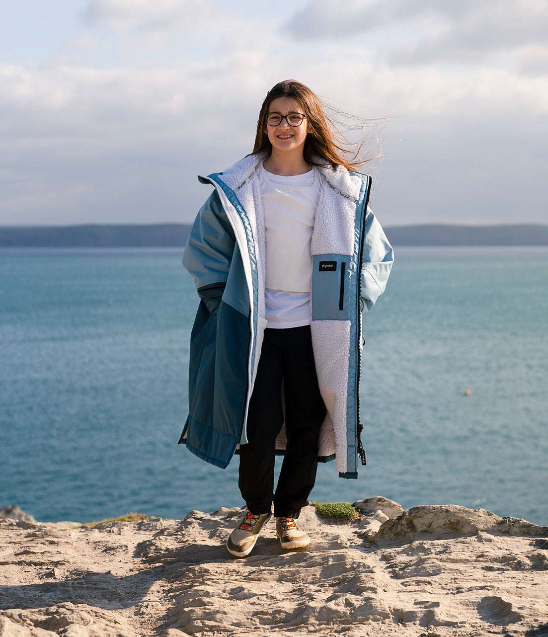 Dryrobe - Kids Advance Contrast Long Sleeve | Blue/Light Grey