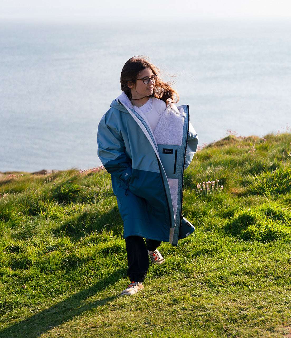 Dryrobe - Kids Advance Contrast Long Sleeve | Blue/Light Grey
