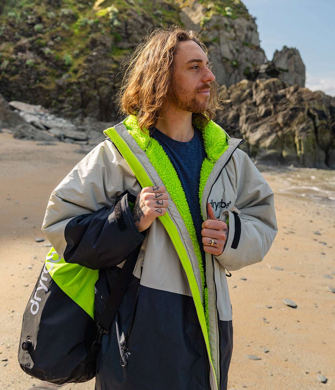 Dryrobe - Advance Contrast Long Sleeve | Anthracite/Lime