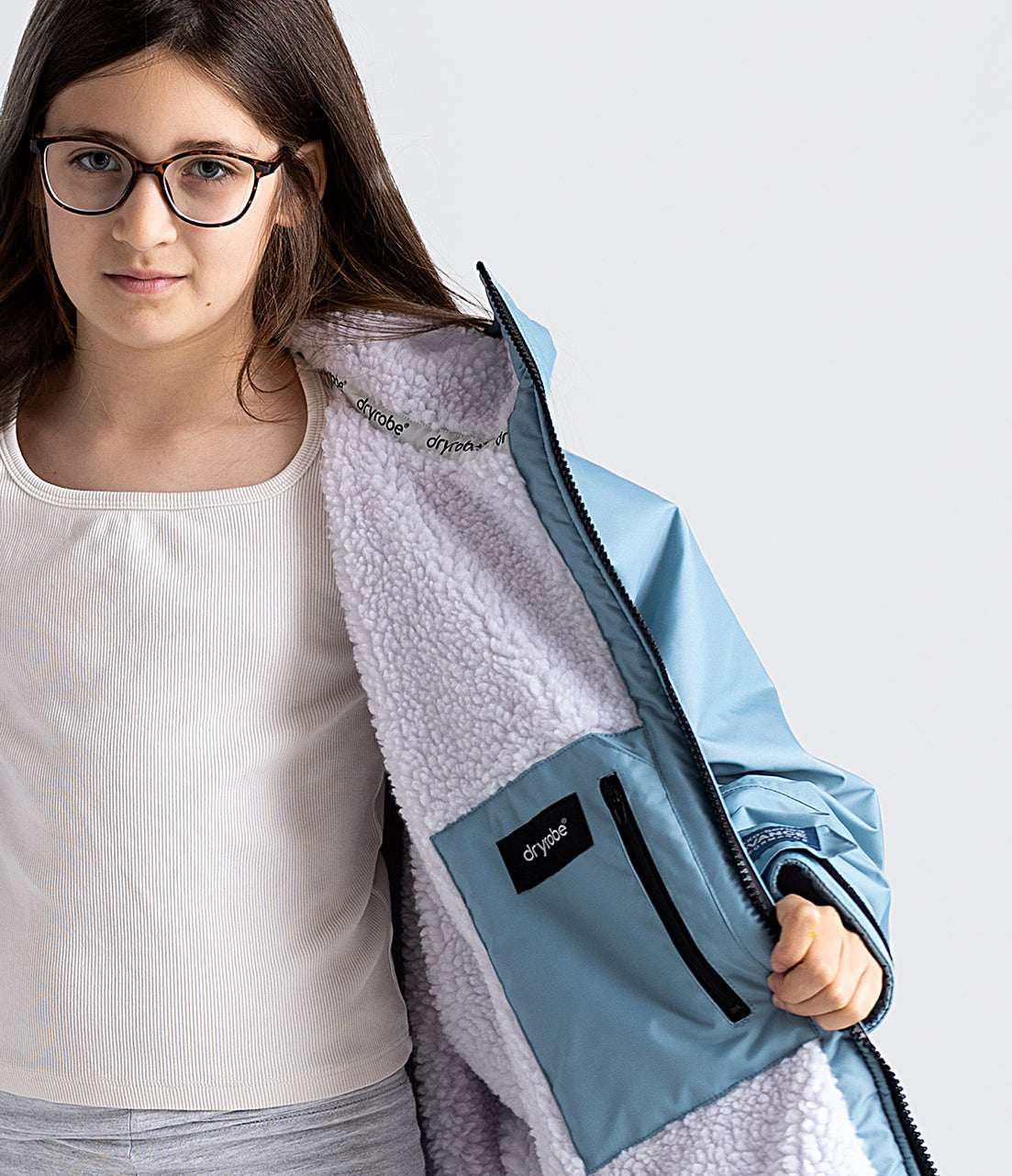 Dryrobe - Kids Advance Contrast Long Sleeve | Blue/Light Grey