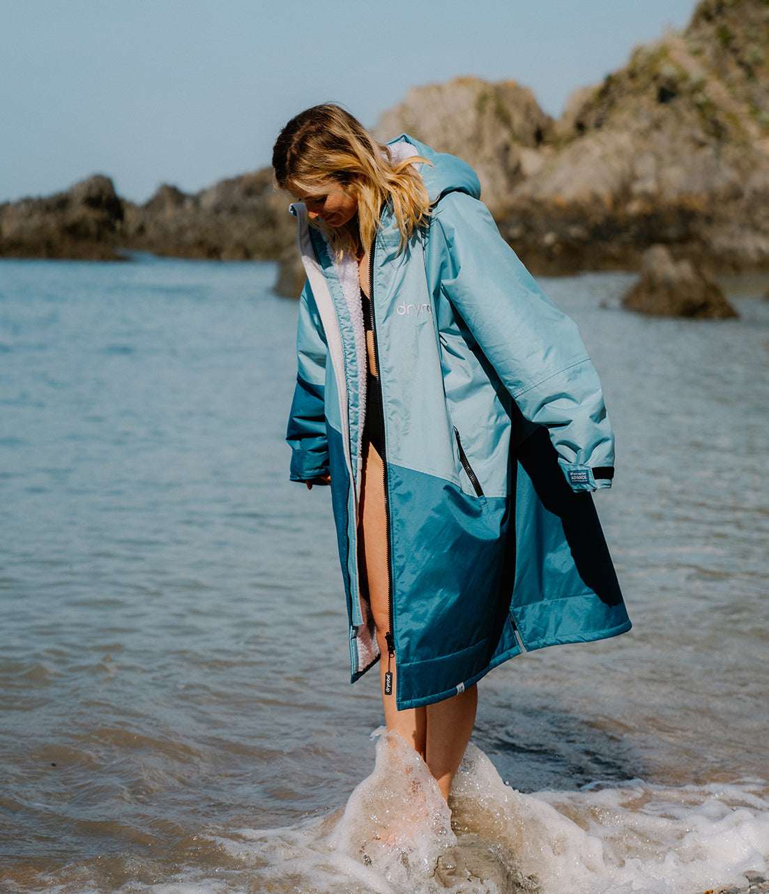 Dryrobe - Advance Contrast Long Sleeve | Blue/Light Grey