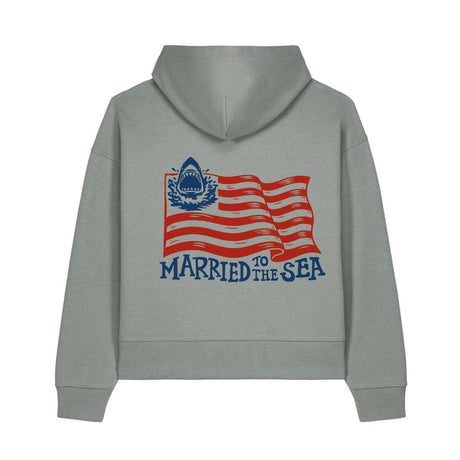 Sharks & Stripes Unisex Boxy Hood - Misty Grey | Married to the Sea