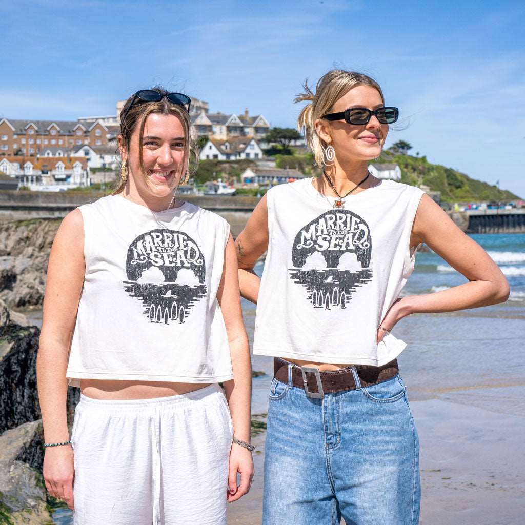 Skull Island Ladies Cropped Tank Top | Ivory -  - Married to the Sea Surf Shop - 