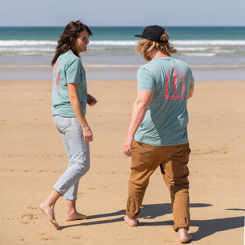 Surfer Girl Aged Teal T-Shirt Married to the Sea Surf Shop Married to the Sea