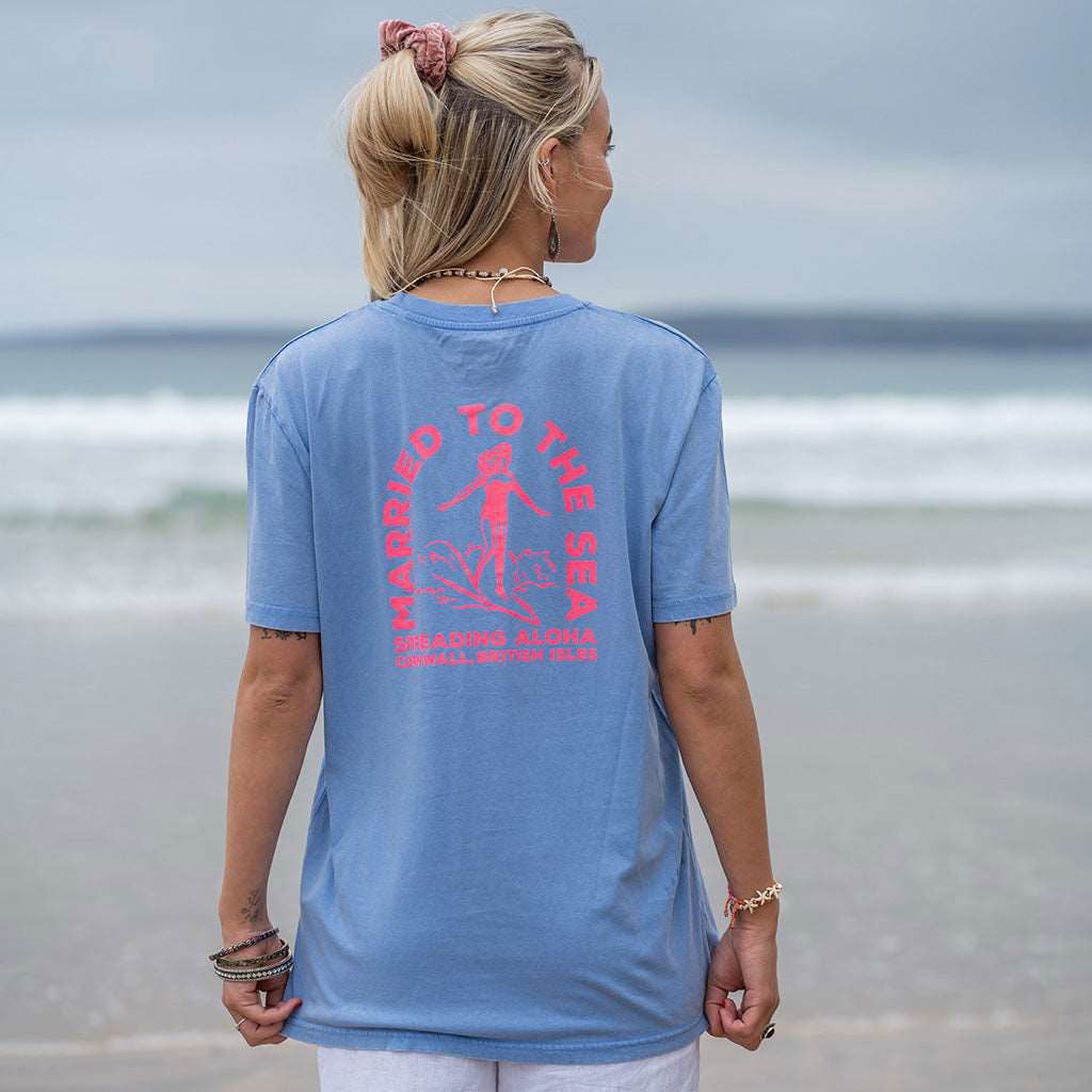 Surfer Girl Dyed T-Shirt | Swimmer Blue - Married to the Sea - married-to-the-sea-shop