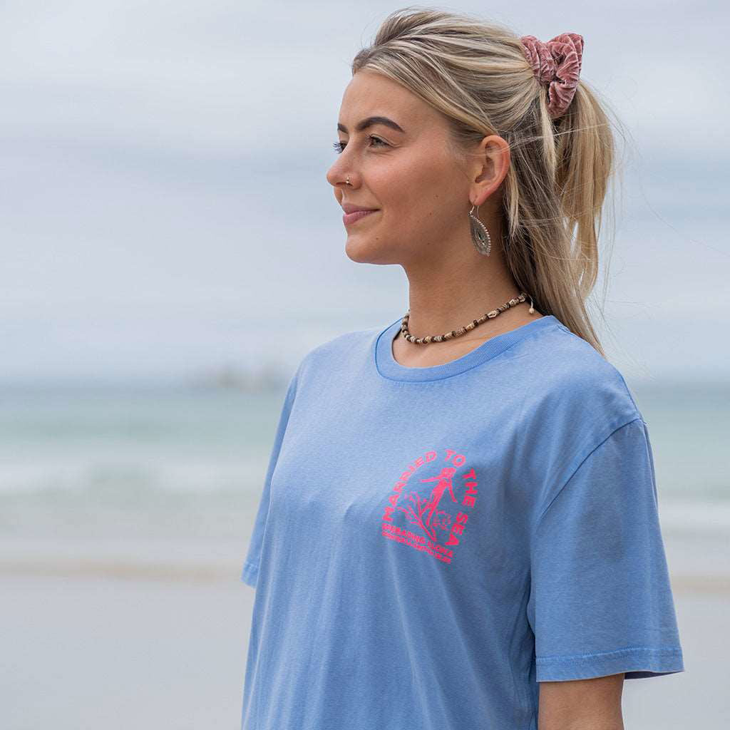 Surfer Girl Dyed T-Shirt | Swimmer Blue - Married to the Sea - married-to-the-sea-shop