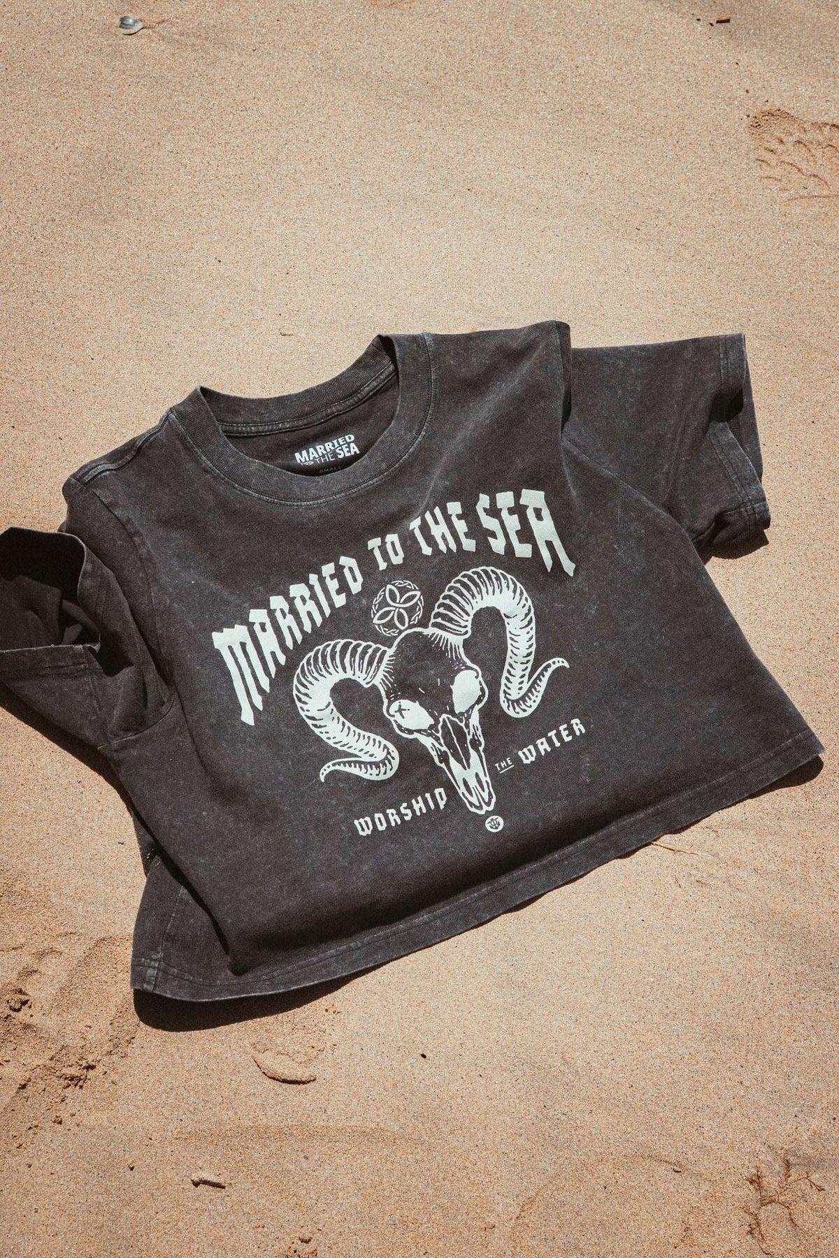 The G.O.A.T Crop T-Shirt - Stone Washed Black | Married to the Sea - Married to the Sea - married-to-the-sea-shop
