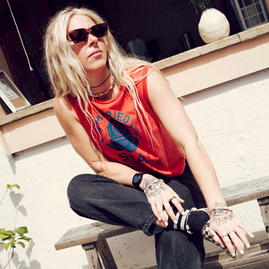 Diver Ladies Cropped Tank Top | Washed Paprika