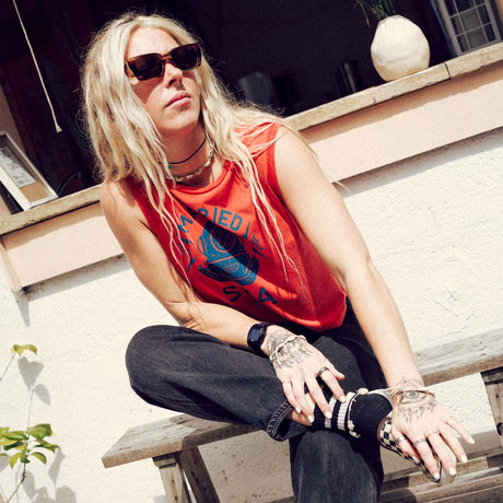 Diver Ladies Cropped Tank Top | Washed Paprika