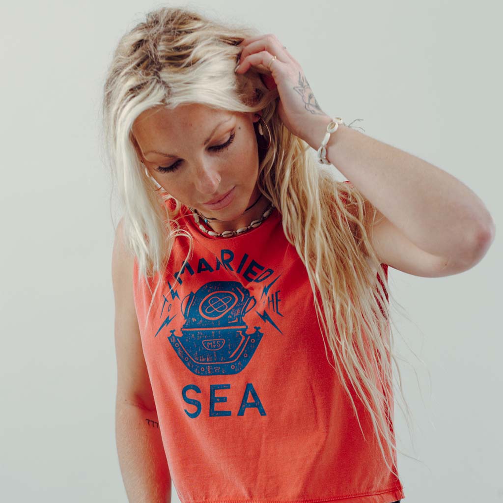 Diver Ladies Cropped Tank Top | Washed Paprika
