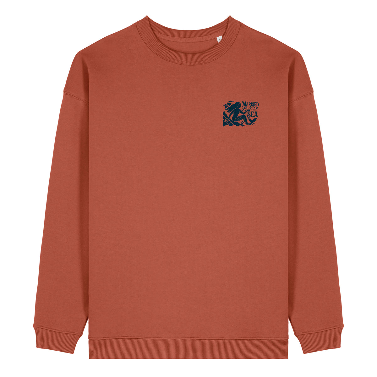 Women's crewneck sweatshirt in heritage brown with small left chest graphic