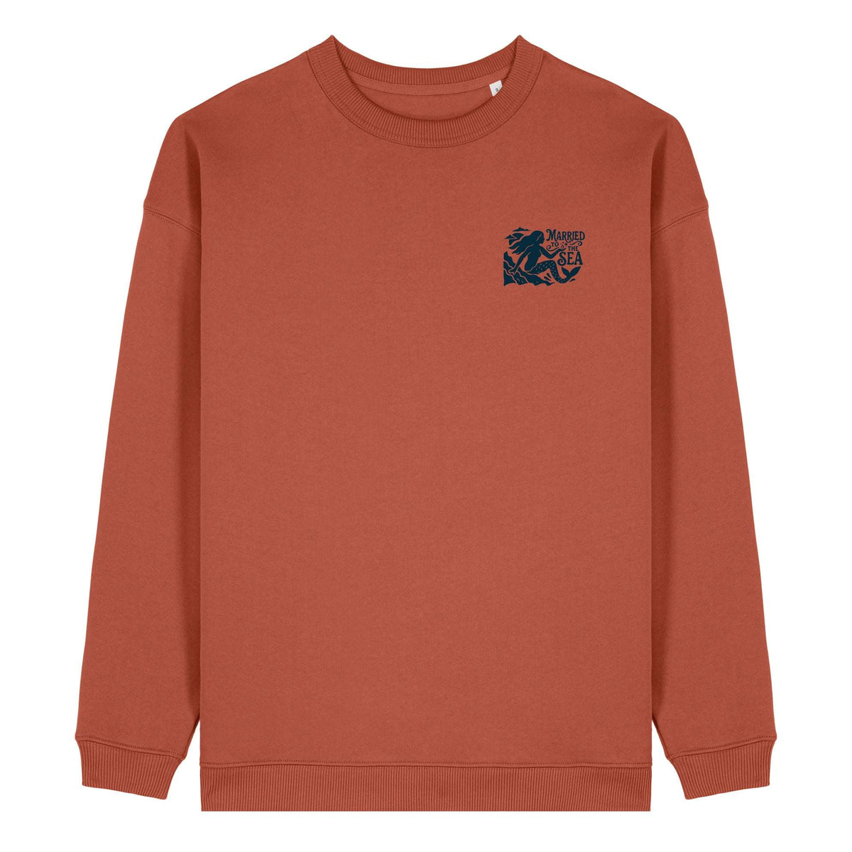 Women's crewneck sweatshirt in heritage brown with small left chest graphic