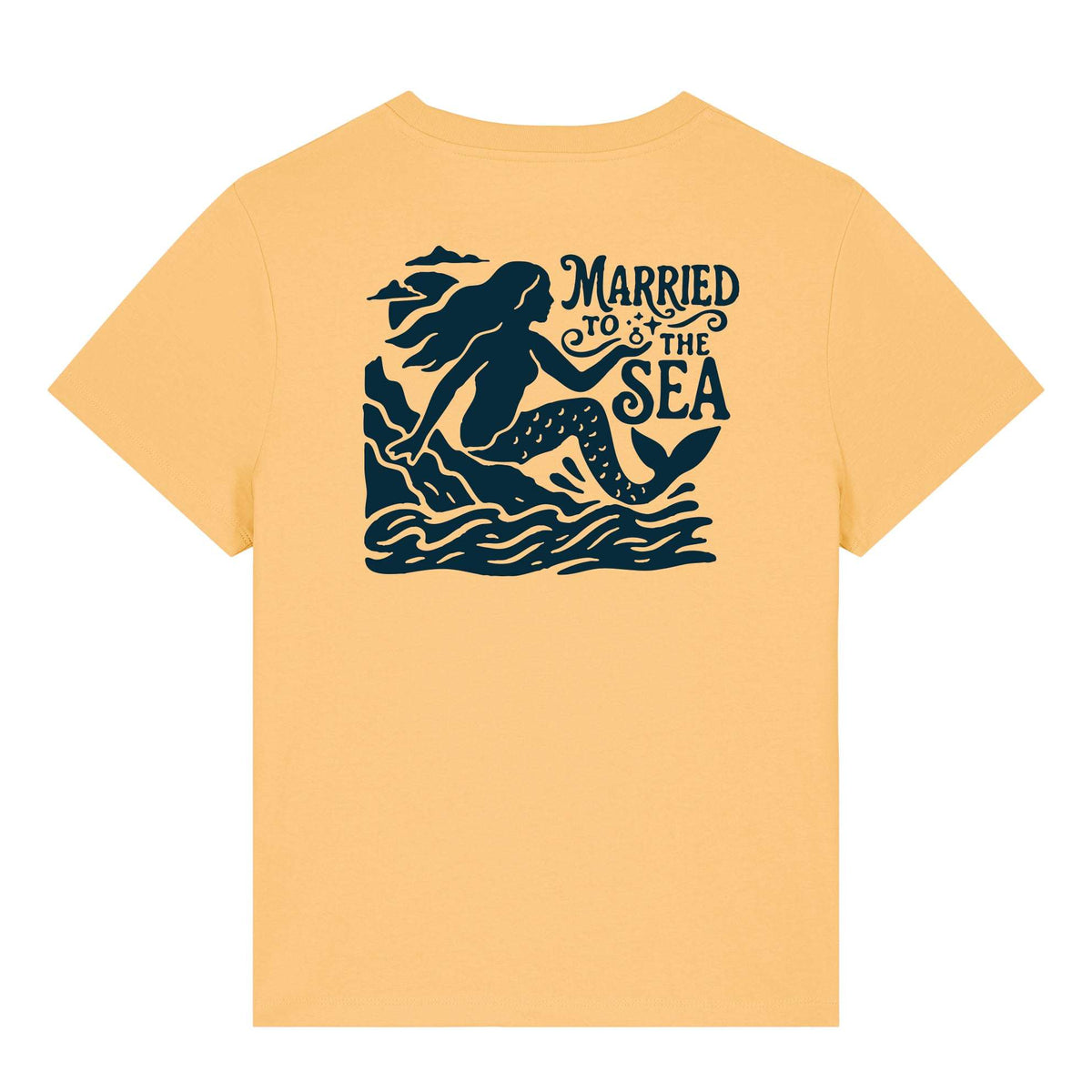 Women’s light orange T-shirt with large back 'Married to the Sea' graphic