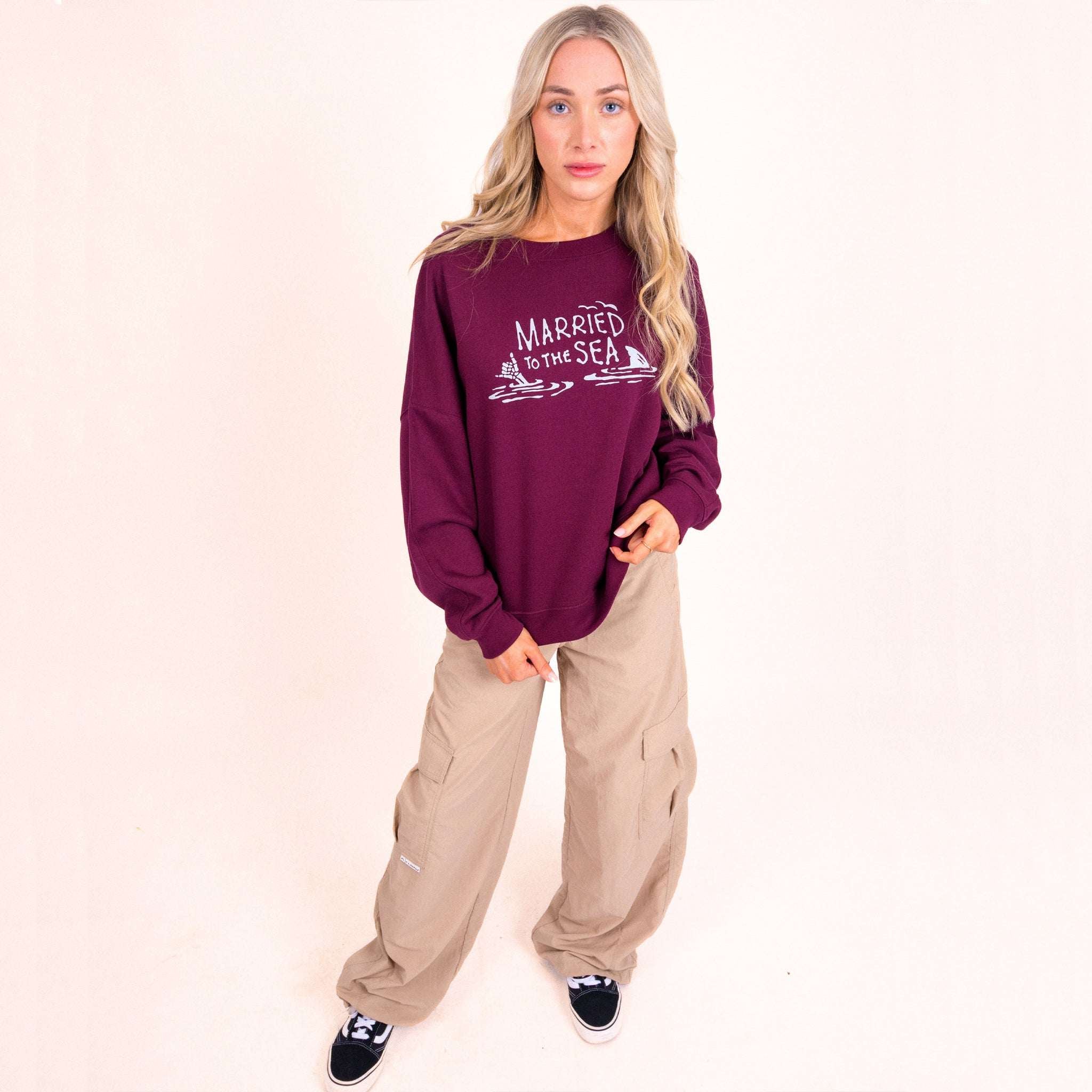 Shaka Women's Crew - Deep Plum | Married to the Sea