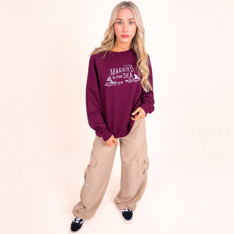 Shaka Women's Crew - Deep Plum | Married to the Sea