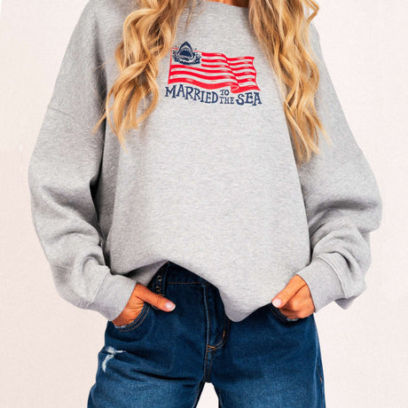 Sharks & Stripes Women's Crew - Heather Grey | Married to the Sea
