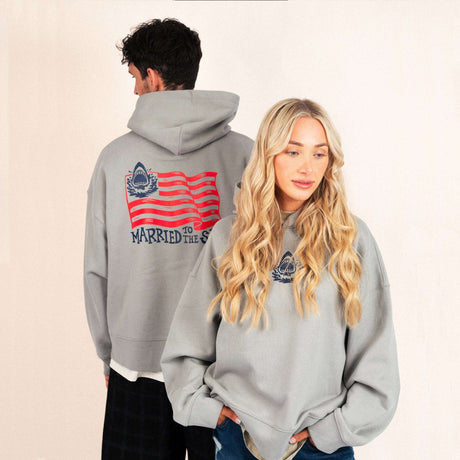 Sharks & Stripes Unisex Boxy Hood - Misty Grey | Married to the Sea