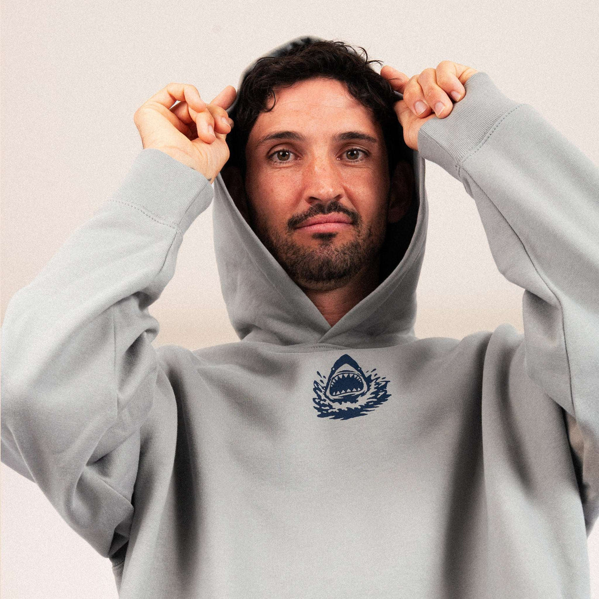 Sharks & Stripes Unisex Boxy Hood - Misty Grey | Married to the Sea