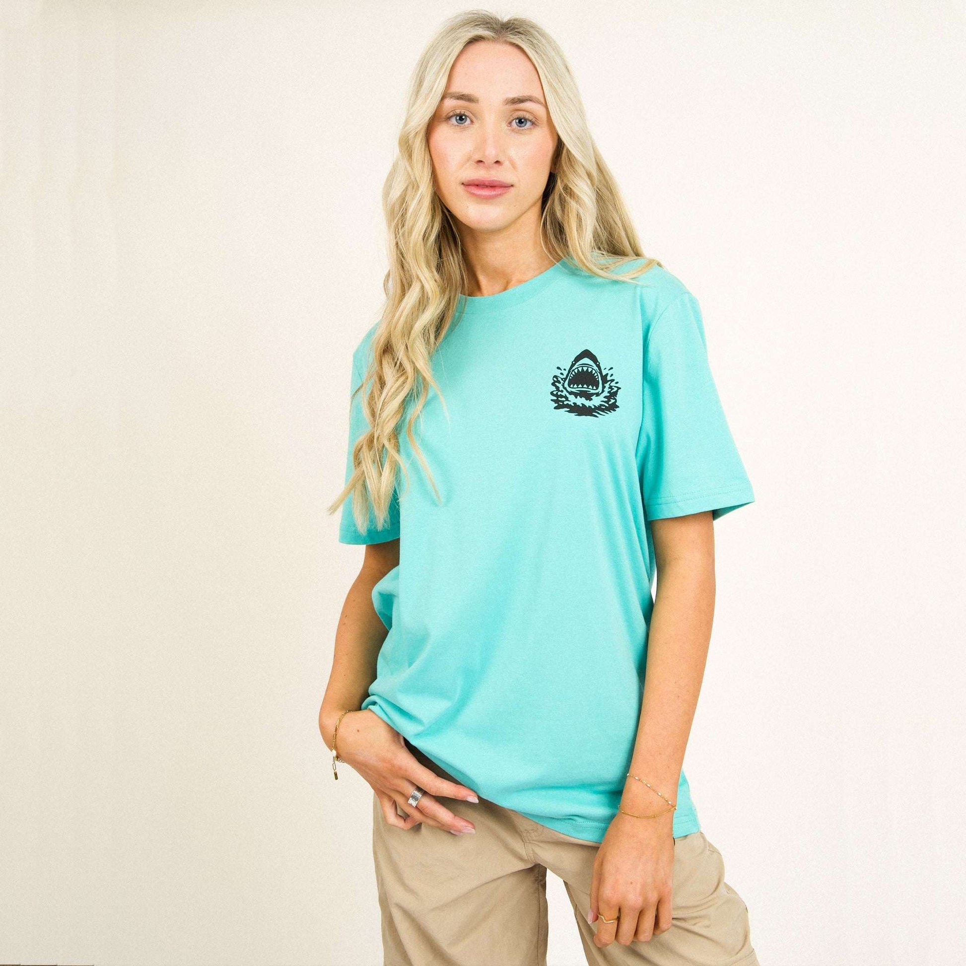 Sharks & Stripes Unisex T-Shirt - Pool Blue | Married to the Sea