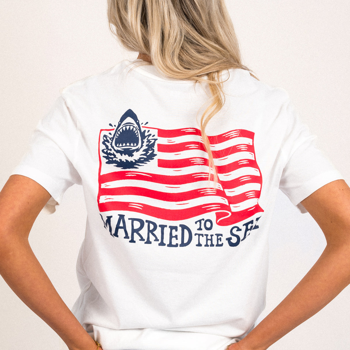 Sharks & Stripes Unisex T-Shirt - Off White | Married to the Sea