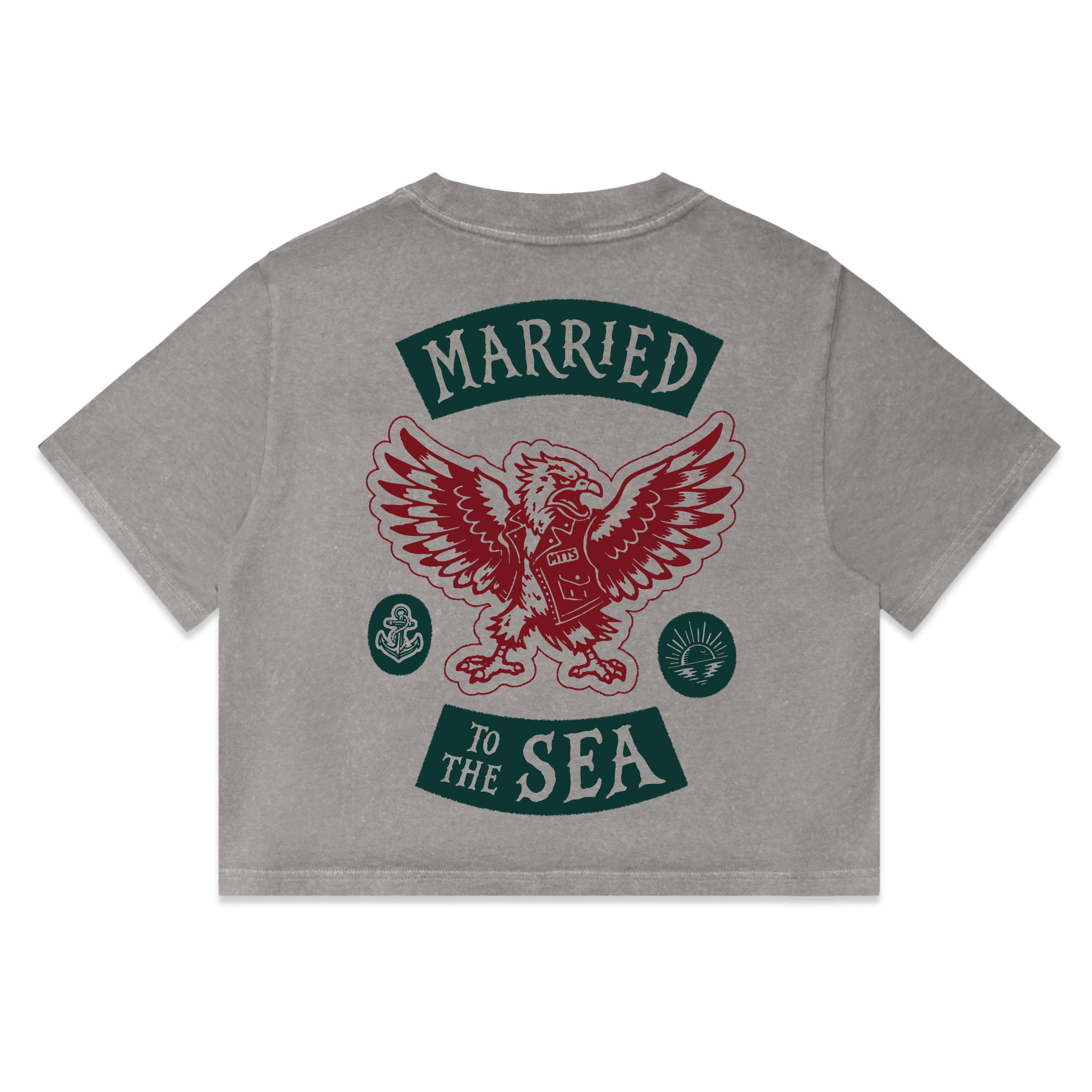Spread Em Crop T-Shirt - Grey Stone Wash | Married to the Sea