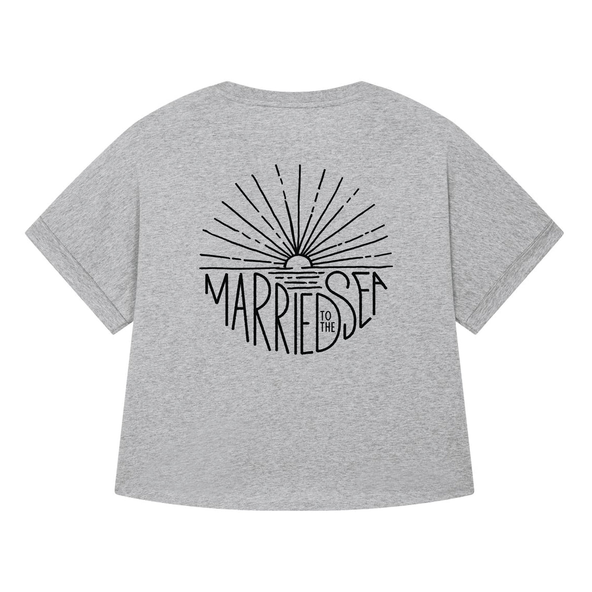 Heather grey women's T-shirt with back 'Married to the Sea' sunburst print