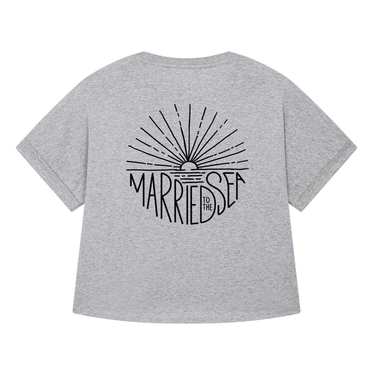 Heather grey women's T-shirt with back 'Married to the Sea' sunburst print