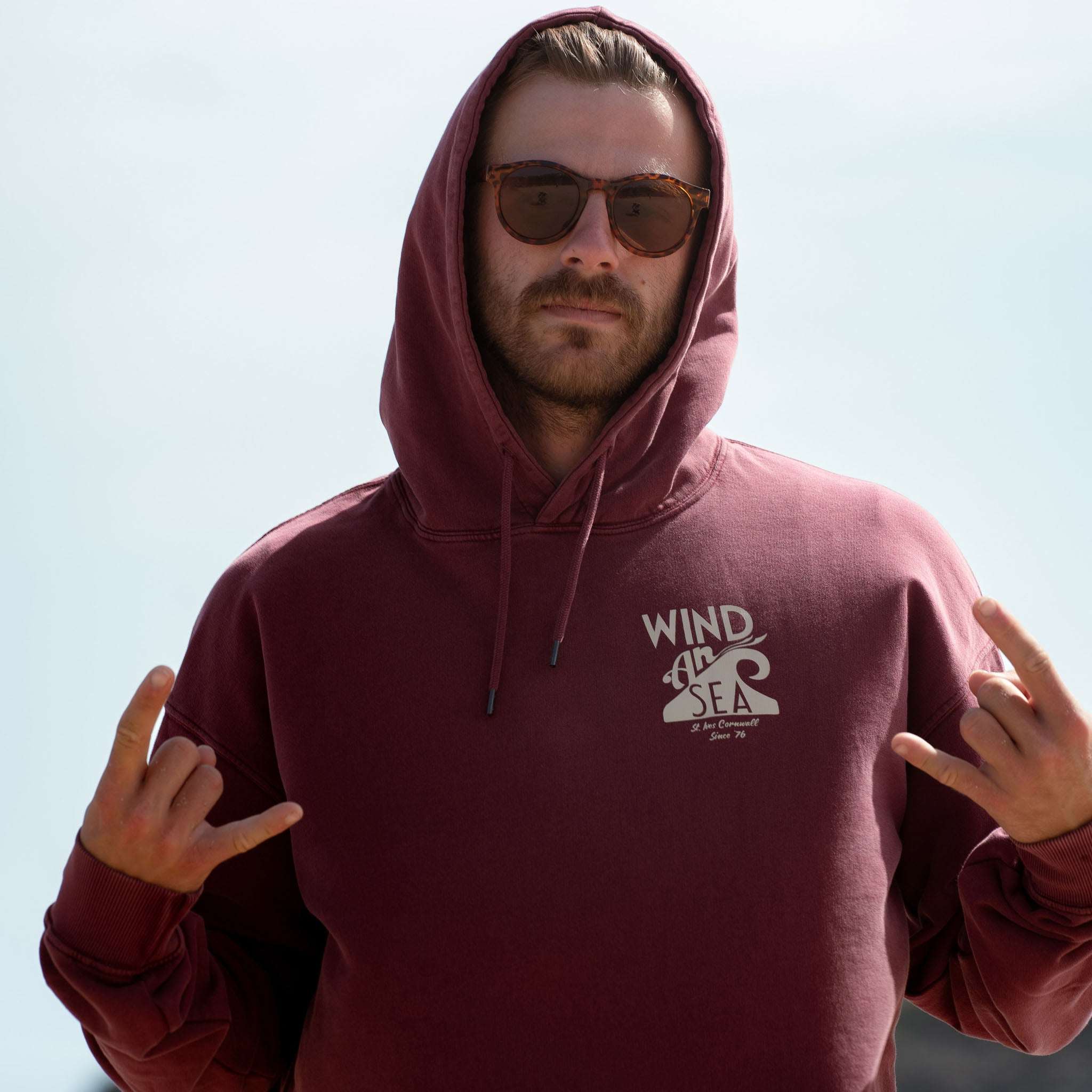 WindanSea Logo Hood | Stone Washed Burgundy