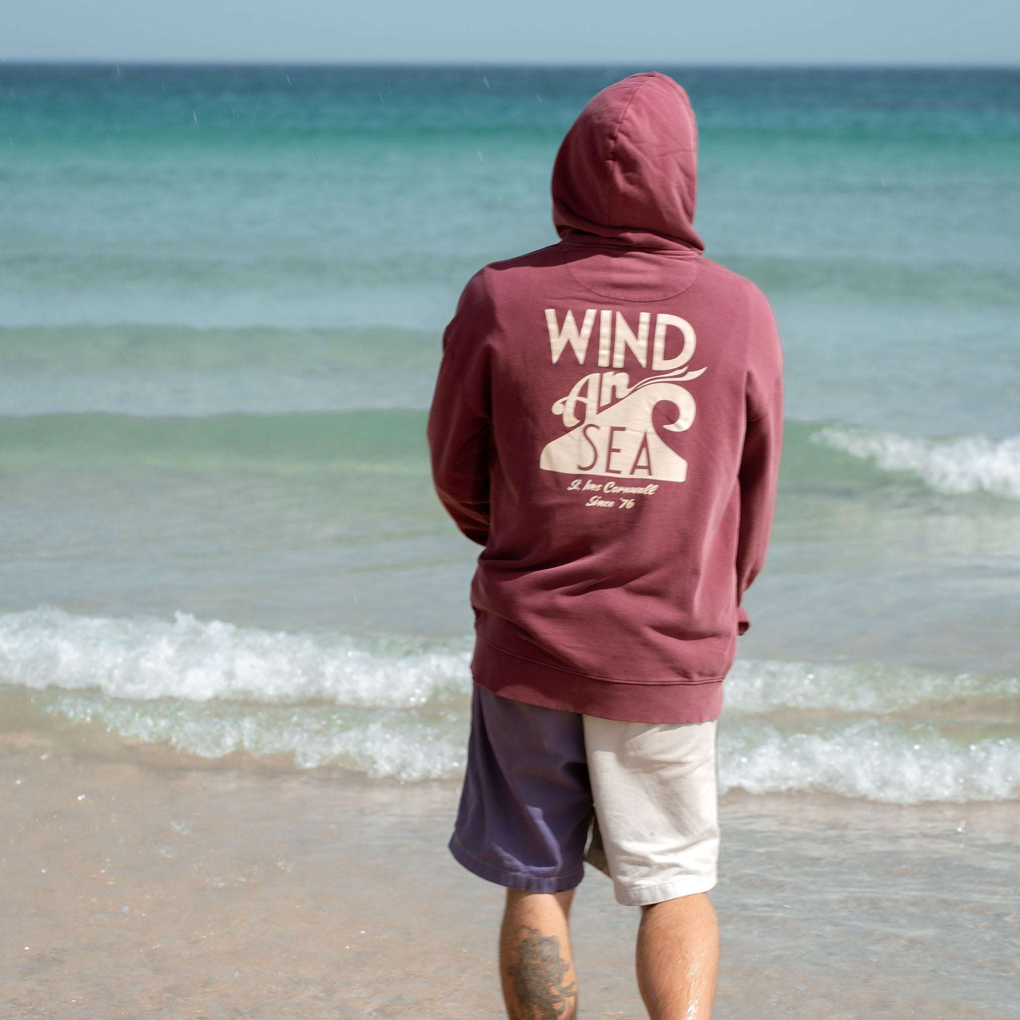 WindanSea Logo Hood | Stone Washed Burgundy