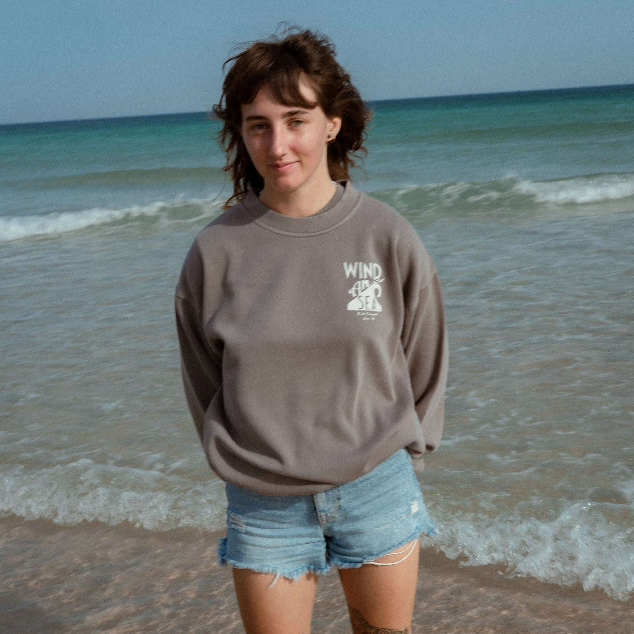 WindanSea Logo Unisex Crew | Faded Grey