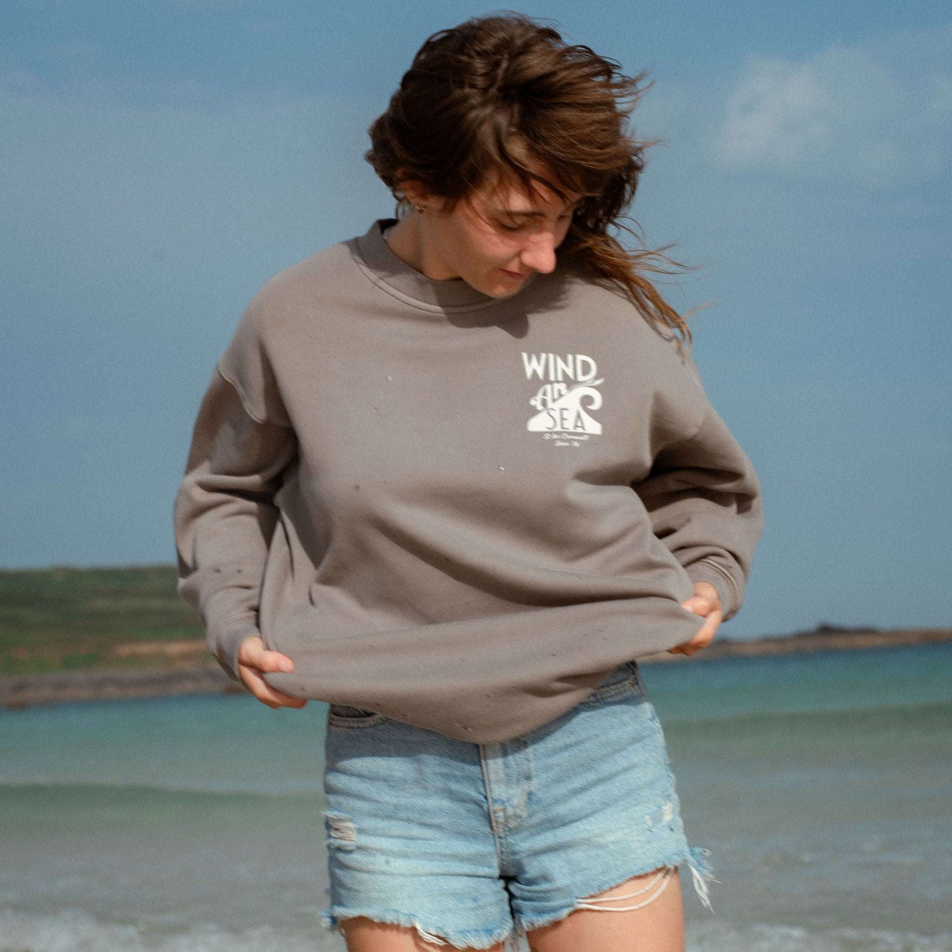 WindanSea Logo Unisex Crew | Faded Grey